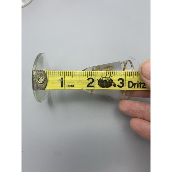 Vintage Mid Century Libbey Shot Glasses, Set Of Six, Frosted With Gold Leaf - Picture 8 of 9